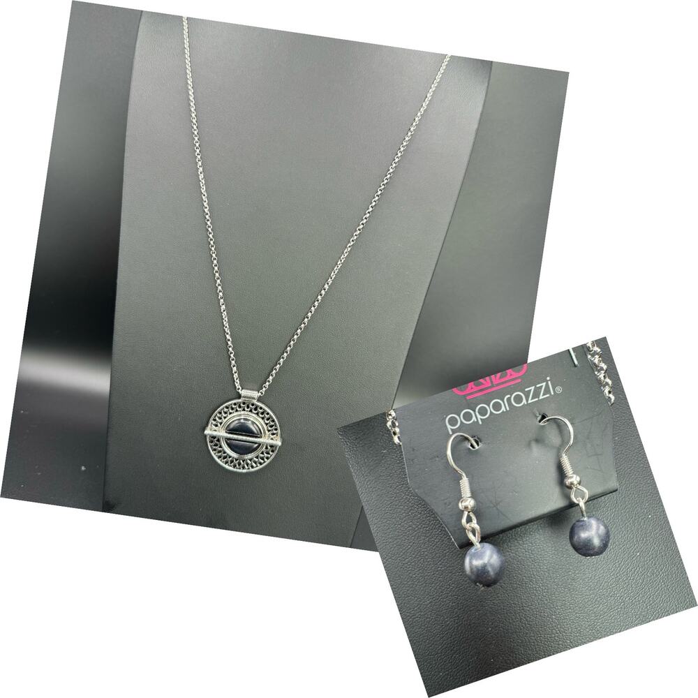 New Paparazzi Adobe Adornment Black Earrings and Necklace Jewelry Set